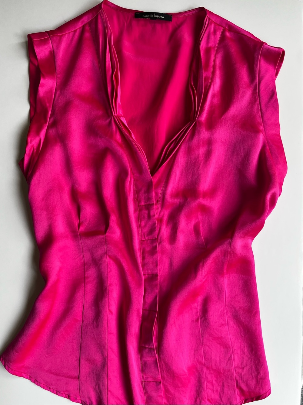 Nanette Lepore Hot Pink V-Neck Silk Blouse